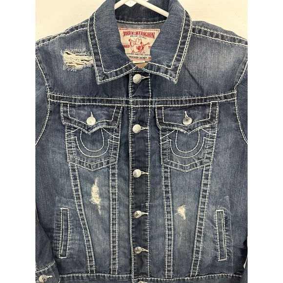 True Religion two piece embellished  jean jacket and Pants-Size:38.   Jacket X/L - Picture 2 of 14